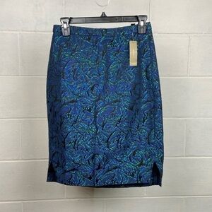 Elegant Blue and Green Patterned Skirt